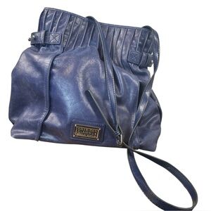 Badgley Mischka Blue Leather Shoulder Bag Super Soft‎ Leather Purse Bag READ